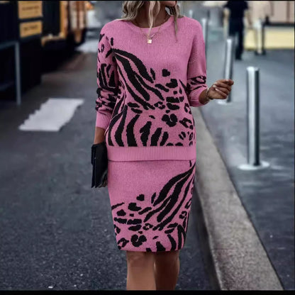 Robe en tricot pour femmes à motif léopard Chic und Stil
