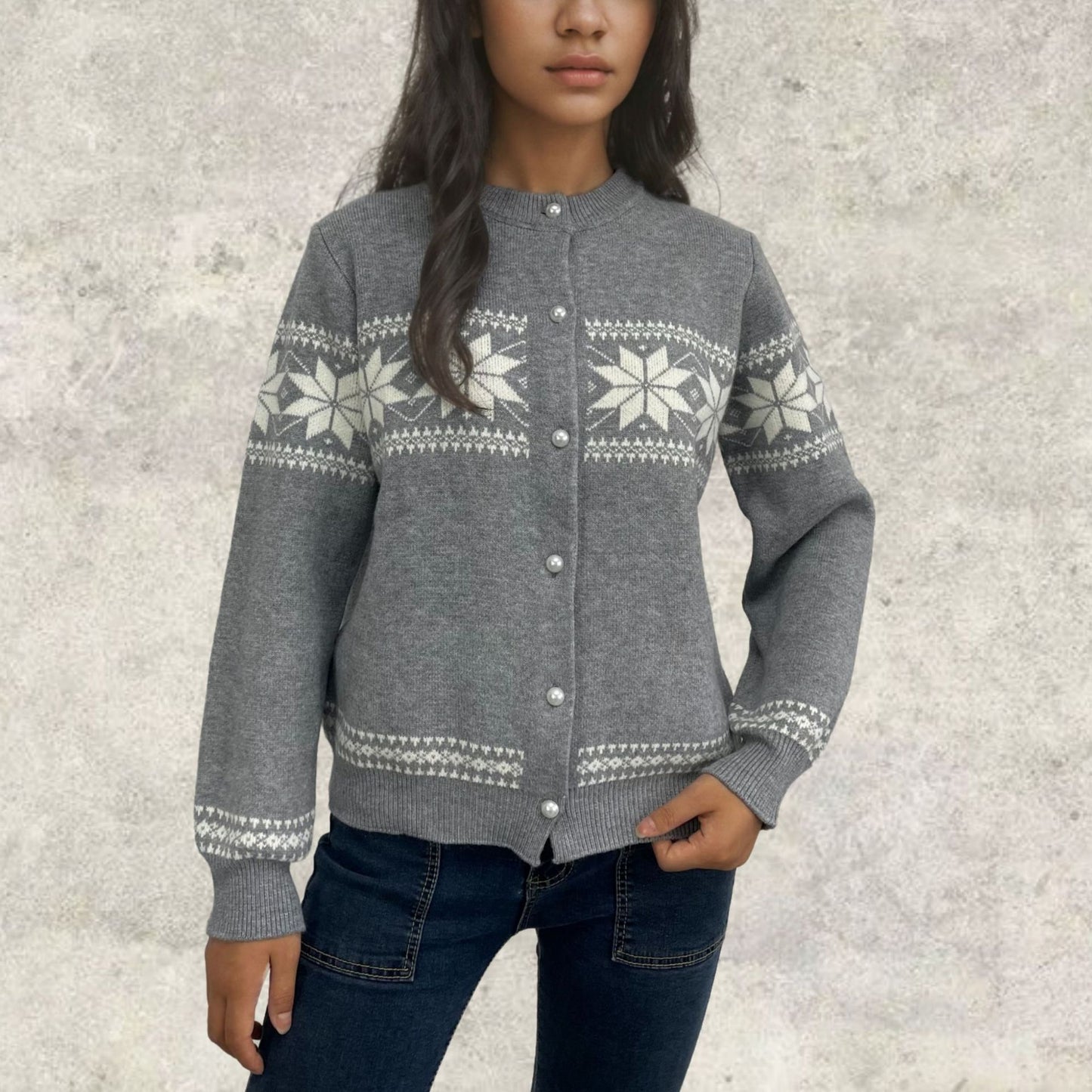 Dames gilet festif tricoté avec motif de Noël Chic und Stil