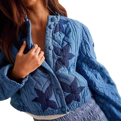 Dames bomber jacket matelassé avec design floral Chic und Stil