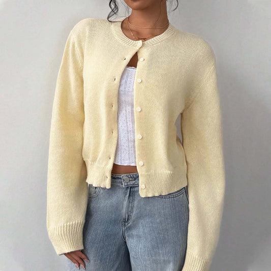Veste en tricot légère pour dames avec détails de boutons et encolure ronde Chic und Stil