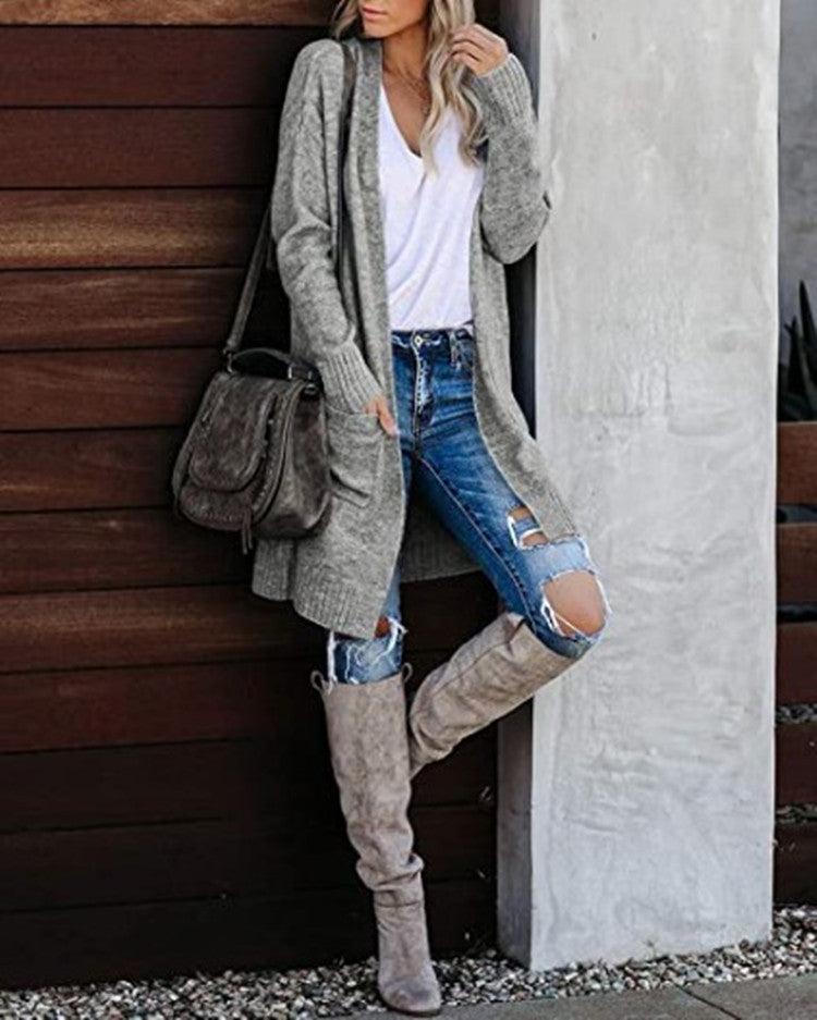 Cardigan tricot décontracté pour femmes avec poches profondes et design ouvert Chic und Still