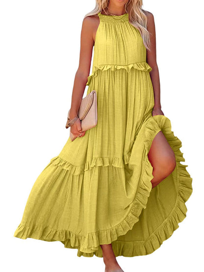 Robe maxi femme avec détails volantés et silhouette aérienne Chic und Stil