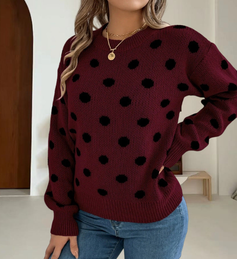 Pull en grosse maille pour femmes avec motif à pois et coupe décontractée Chic und Stil