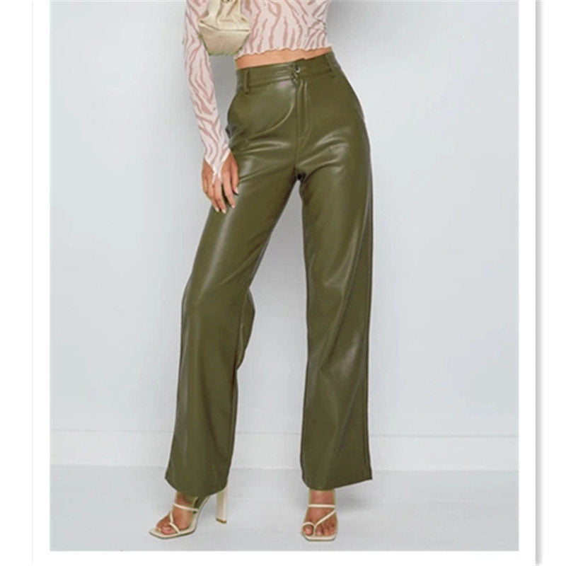 Elegant faux leather trousers for women, high-waisted design Chic und Stil