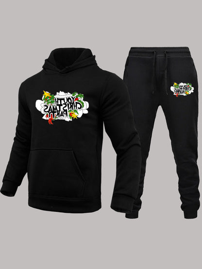 Women's hoodie and jogger pants set with creative Christmas pattern Chic and Style