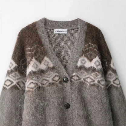 Dames cardigan en tricot classique avec motif graphique Chic und Stil