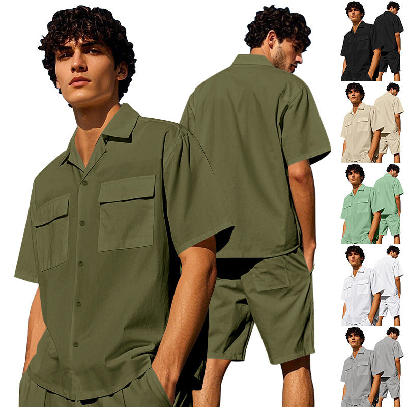 Homme décontracté ensemble chemise à manches courtes et shorts Chic und Stil