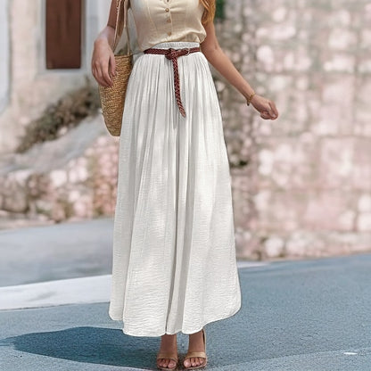 Robe Maxi longue pour femmes avec ceinture élastique et tissu fluide Chic und Stil