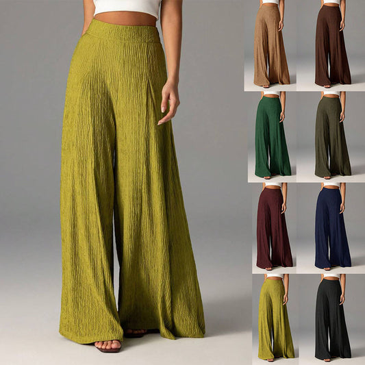 Wide pleated pants for women with high waist and elastic waistband Chic and Style