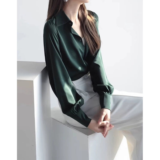Blouse en soie à boutons pour femmes Chic und Stil