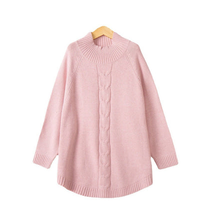 Femme pull en grosse maille avec design de collection et col haut Chic und Stil