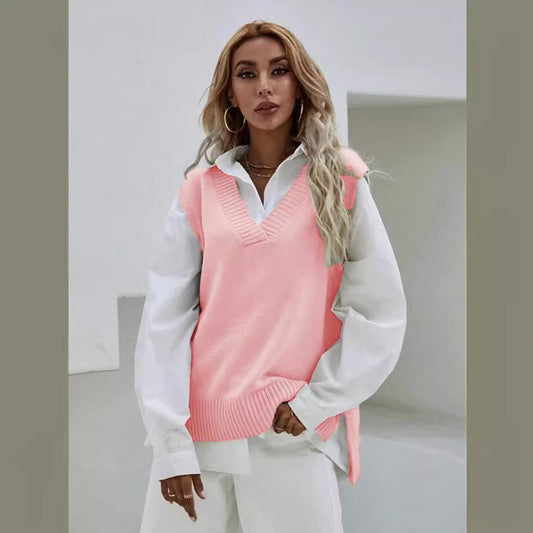 Pull en tricot pour femmes avec décolleté en V et coupe décontractée Chic und Stil