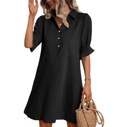 Robe chemise décontractée pour femmes avec manches courtes et poches pratiques Chic und Stil
