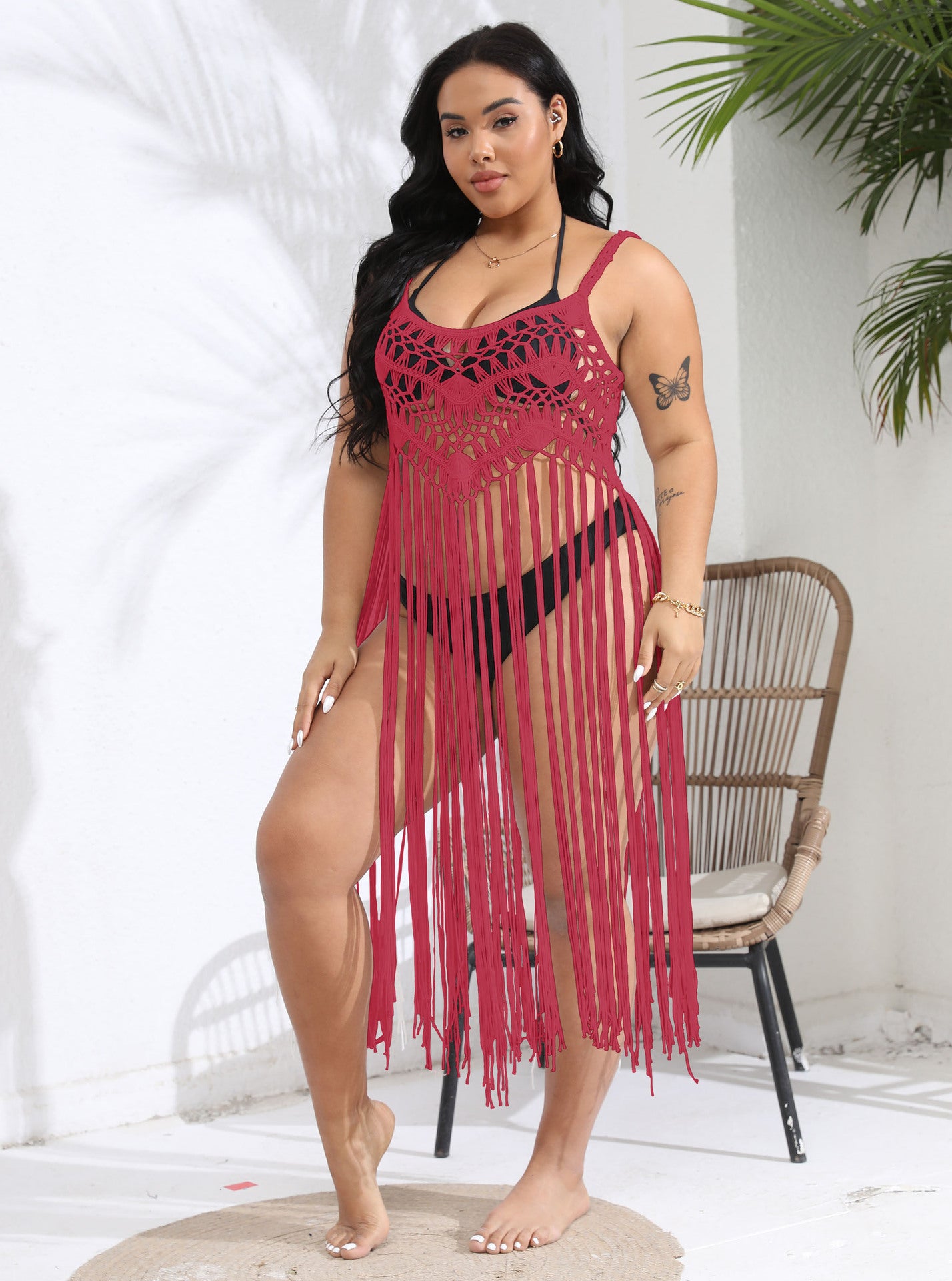 Dames crochet franges couvre-épaule plage Chic und Stil