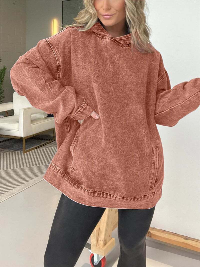 Dames hoodie en denim surdimensionné Chic und Stil