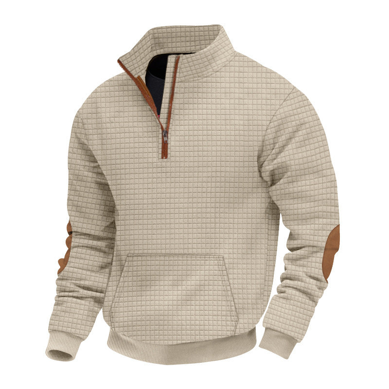 Structured fleece pullover for men with trendy high collar Chic und Stil