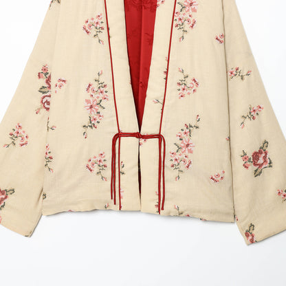 Dame Kimono avec broderie florale et ceinture élégante à la taille Chic und Stil