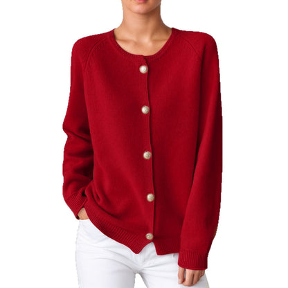Cardigan en maille douce pour femmes avec détails en boutons et poignets élastiques Chic und Stil