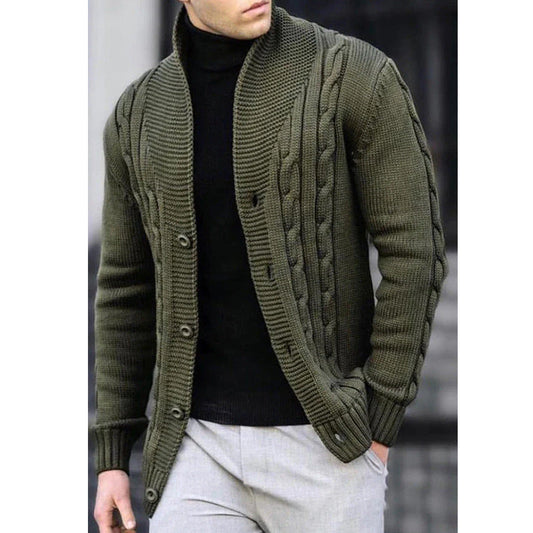 Chic und Stil | Men's cardigan with robust cable pattern and durable button closure