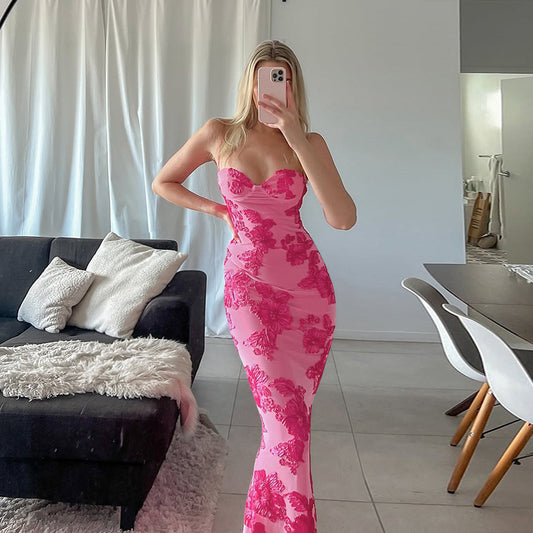 Robe Maxi Brodée Florale Chic und Stil