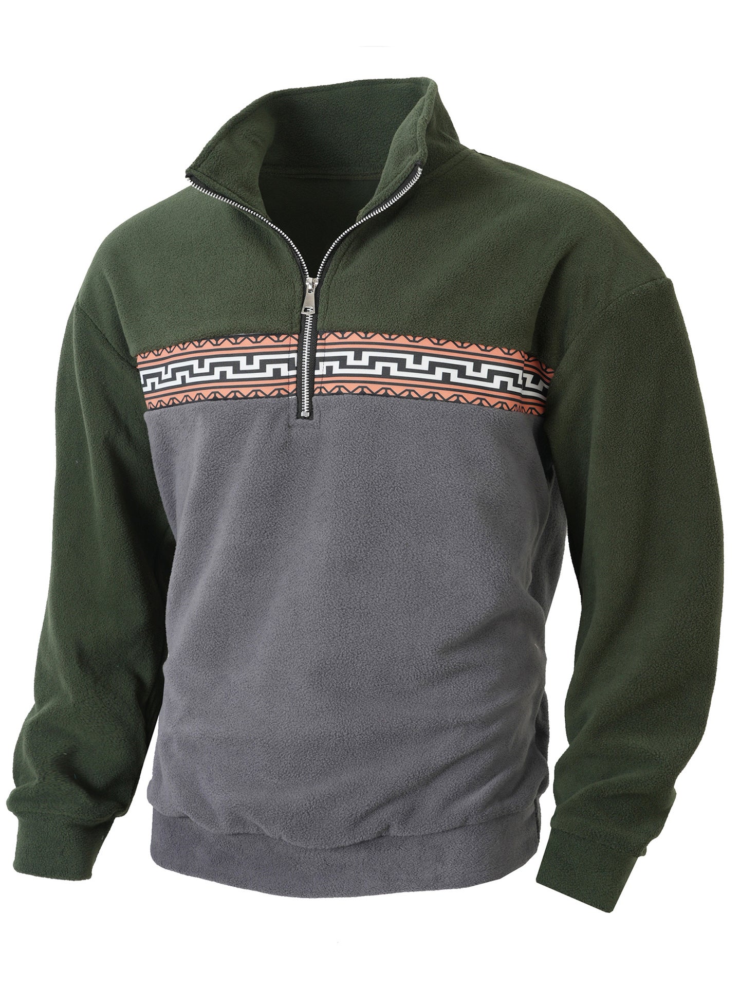 Fleece pullover for men with modern zipper and creative design Chic and Style