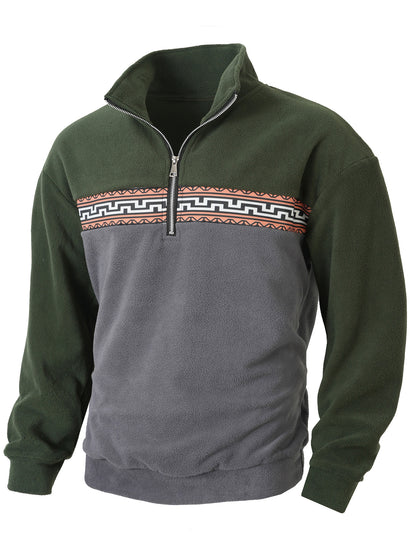 Fleece pullover for men with modern zipper and creative design Chic and Style