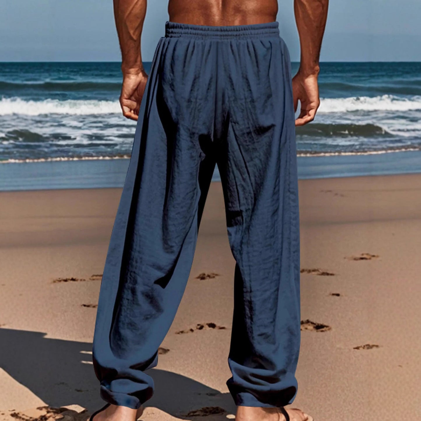 Casual linen pants for men with elastic waistband and side pockets Chic und Stil