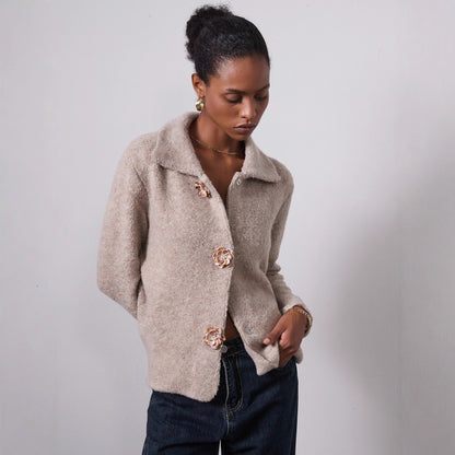 Dames élégante cardigan avec détails de boutons décoratifs Chic und Stil