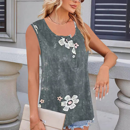 Dames Floral Brodé Sans Manches Haut Chic und Stil