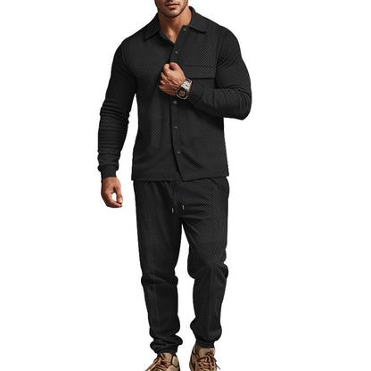 Casual long sleeve t-shirt set for men and chic jogging pants
