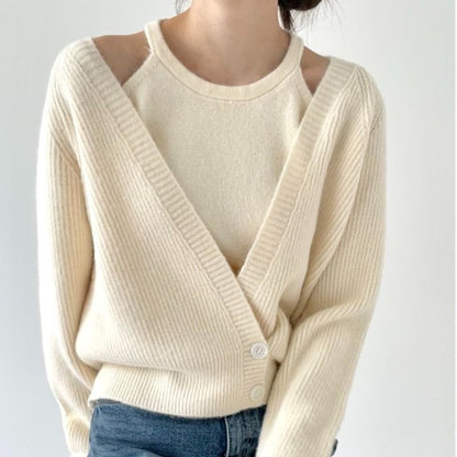 Pull décontracté pour femmes avec un décolleté en V profond et des détails de boutons Chic und Stil