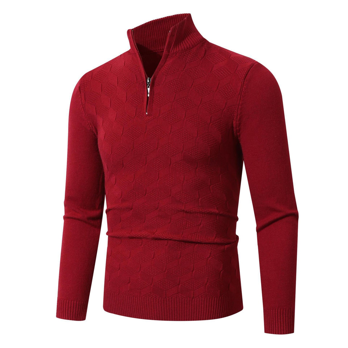Casual knitted pullover for men with half-zip and textured pattern Chic und Stil