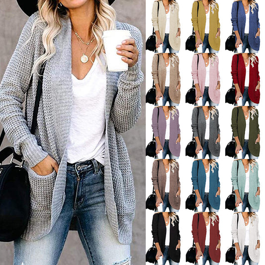 Gilet décontracté tricoté pour dames à manches ouvertes et grandes poches Chic und Stil