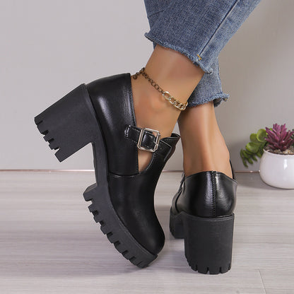 Dames Chunky Heels avec boucle tendance et semelle antidérapante Chic und Stil