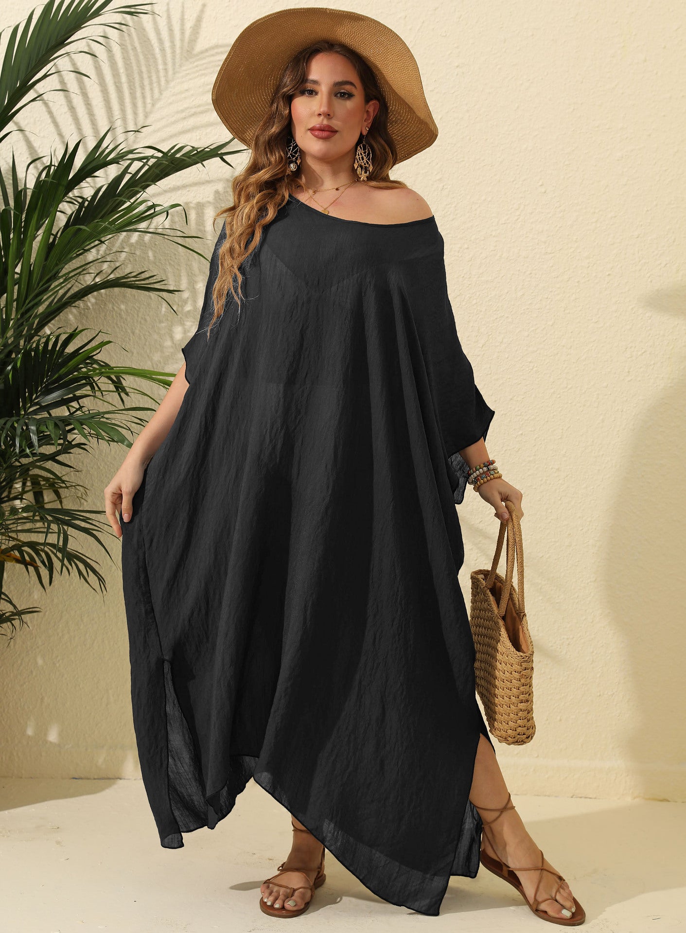 Dames Robe de Plage Légère Off-Shoulder Chic und Stil