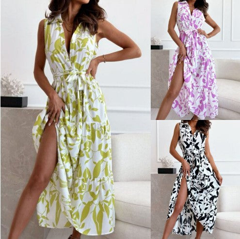 Robe maxi portefeuille à motifs floraux pour femmes Chic und Stil