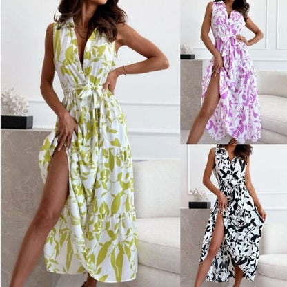 Robe maxi portefeuille à motifs floraux pour femmes Chic und Stil