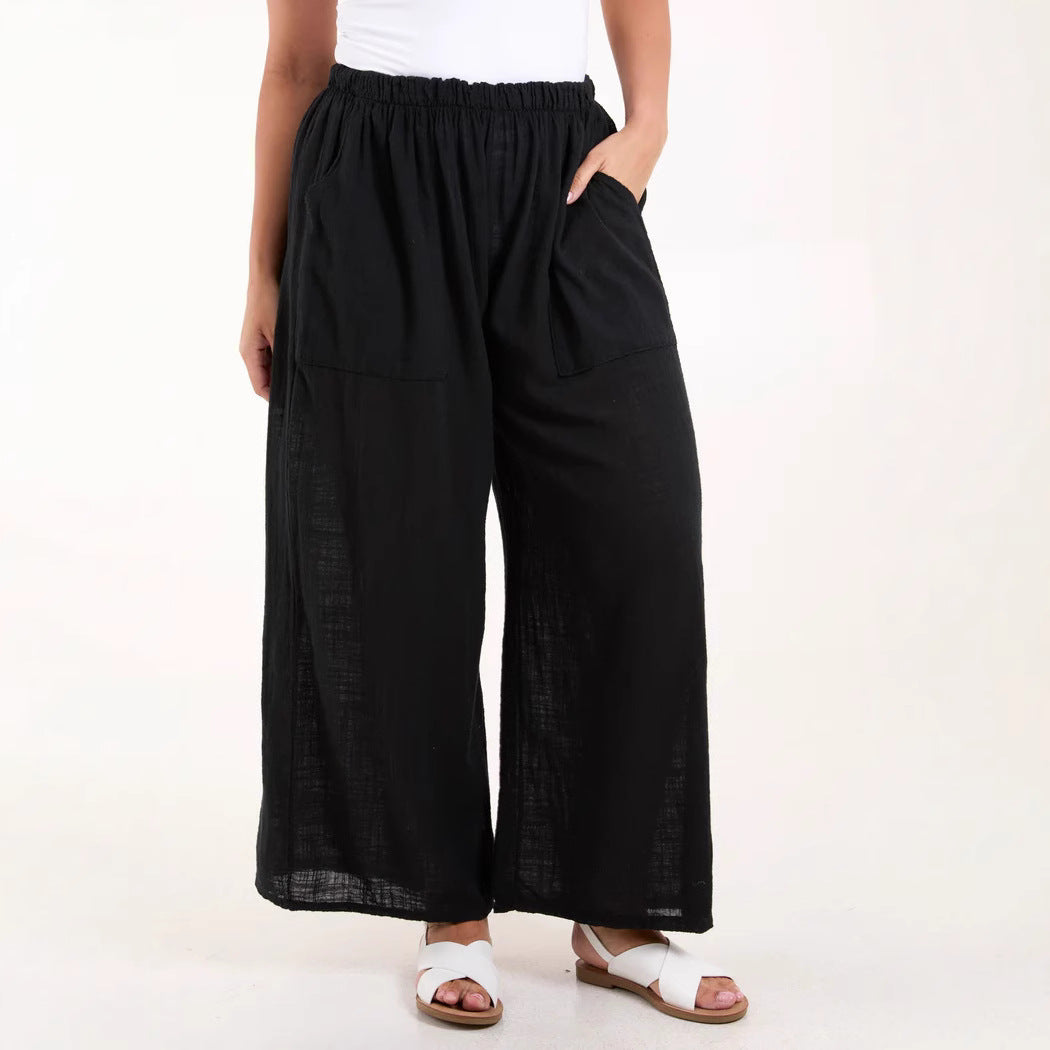 Light chiffon pants for women with elastic waist and practical pockets Chic and Style