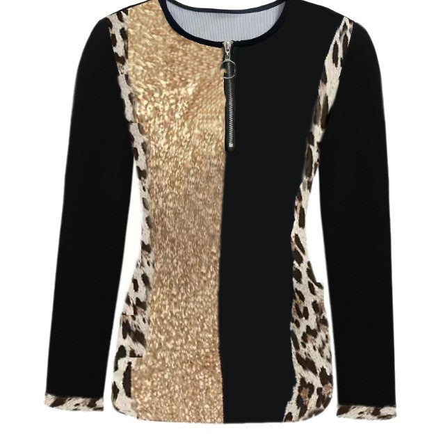 Dames Haut brillante avec fermeture éclair et imprimé animal Chic und Stil
