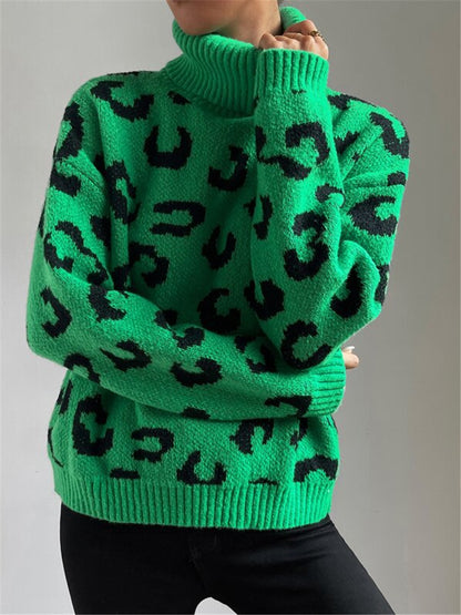 Pull à col montant pour femmes avec motif léopard Chic und Stil