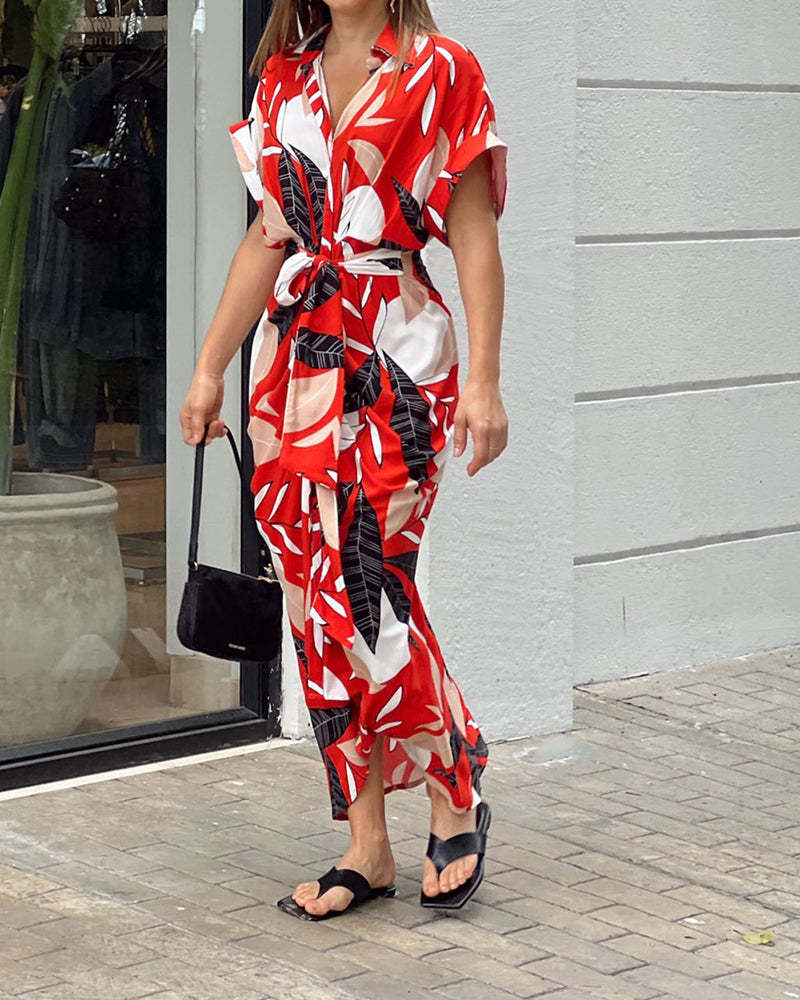 Robe maxi à enroulement et bouton Chic und Stil pour femmes
