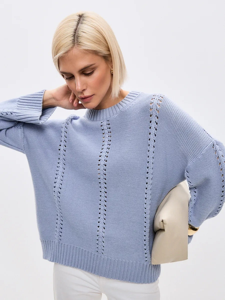 Pull en tricot surdimensionné pour femmes avec une structure aérienne et des détails particuliers Chic und Stil