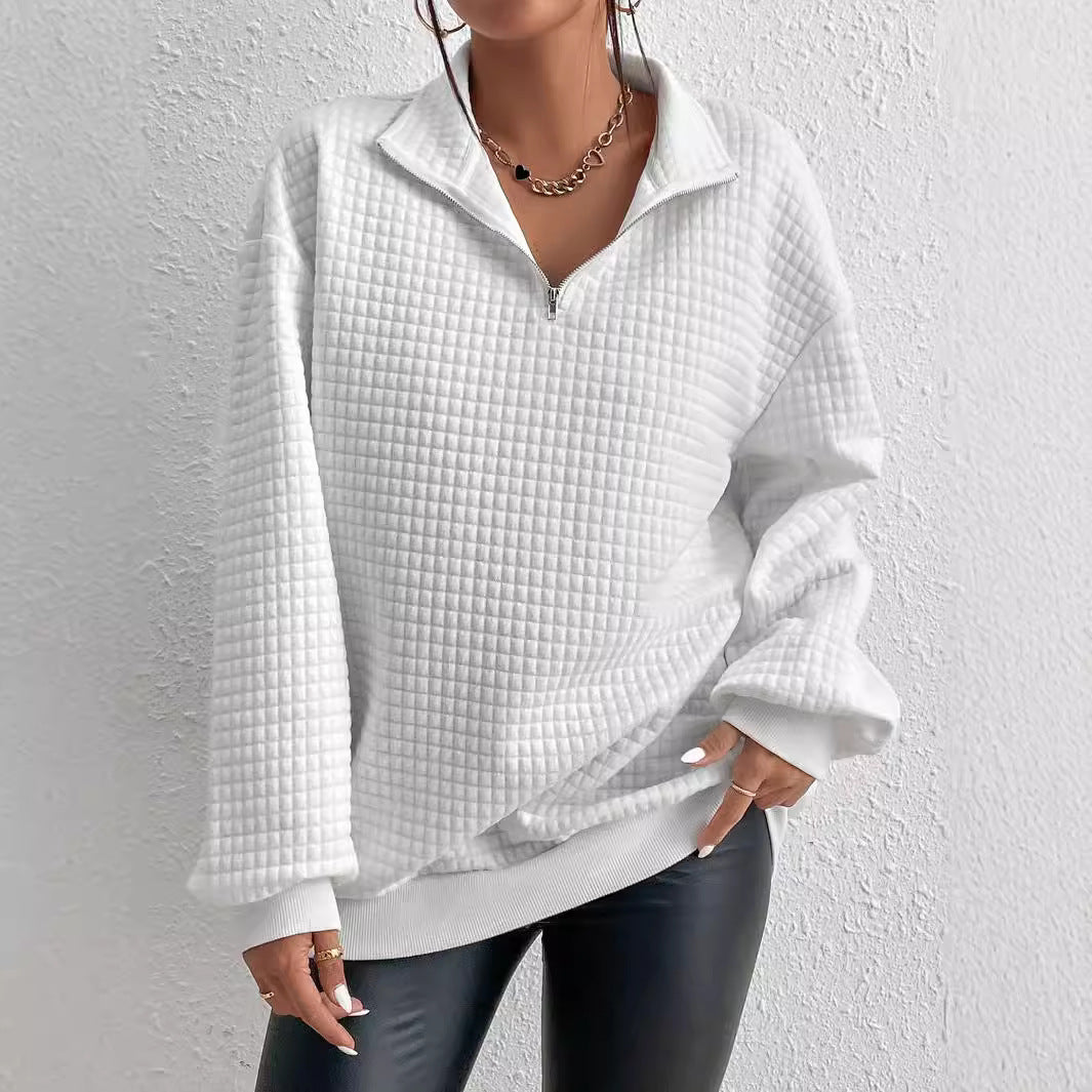 Sweatshirt oversize pour femmes avec col montant et design texturé Chic und Stil