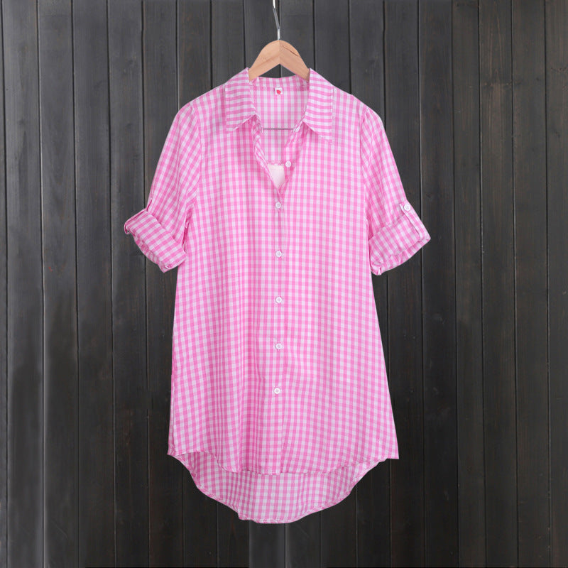 Robe chemise à carreaux de loisirs pour femmes Chic und Stil