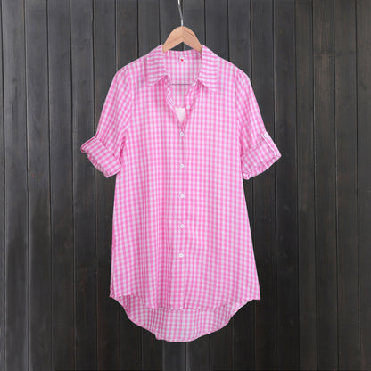 Robe chemise à carreaux de loisirs pour femmes Chic und Stil