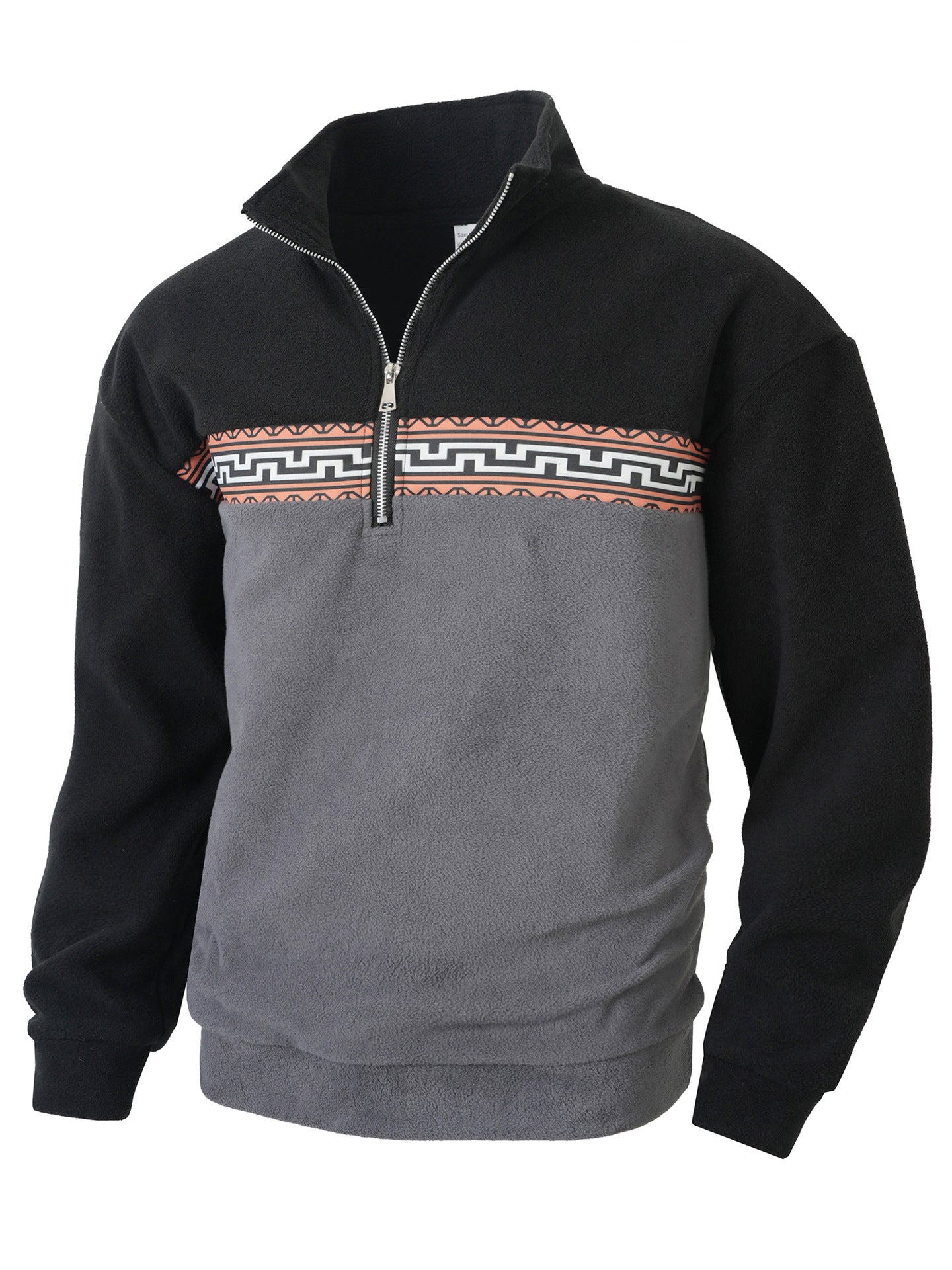 Fleece pullover for men with modern zipper and creative design Chic and Style