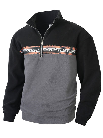 Fleece pullover for men with modern zipper and creative design Chic and Style