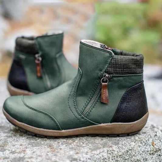 Bottes pour femmes rembourrées avec fermeture éclair latérale et couture à la mode Chic und Stil