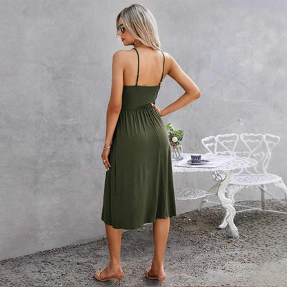 Robe midi pour femmes avec un élégant décolleté en V et de fines détails de volants Chic und Stil