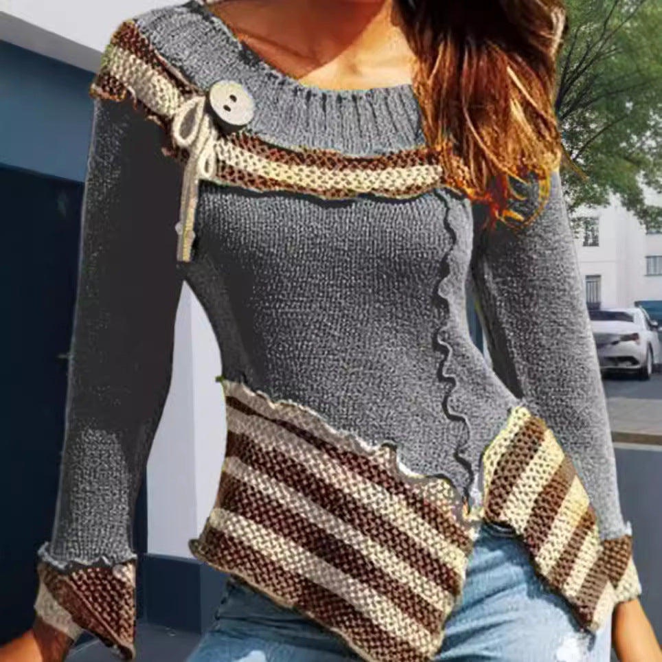 Pull-over en tricot pour femmes avec design artistique et détails élégants Chic und Stil